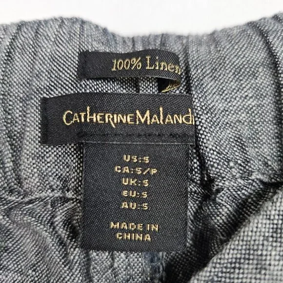 CATHERINE MALANDRINO Wide Leg 100% Linen Pants GRAY size S Boho Preppy Coastal - Picture 4 of 6